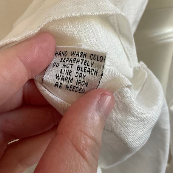 Go Silk White 100% Linen Boho Asymmetrical Hem Lagenlook Top - Size XL - Picture 7 of 8